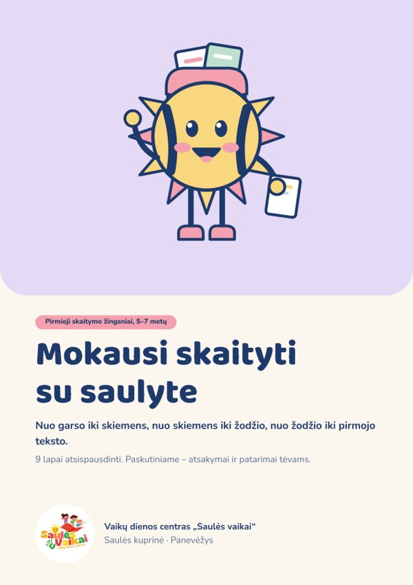 „Mokausi skaityti su saulyte“ viršelis